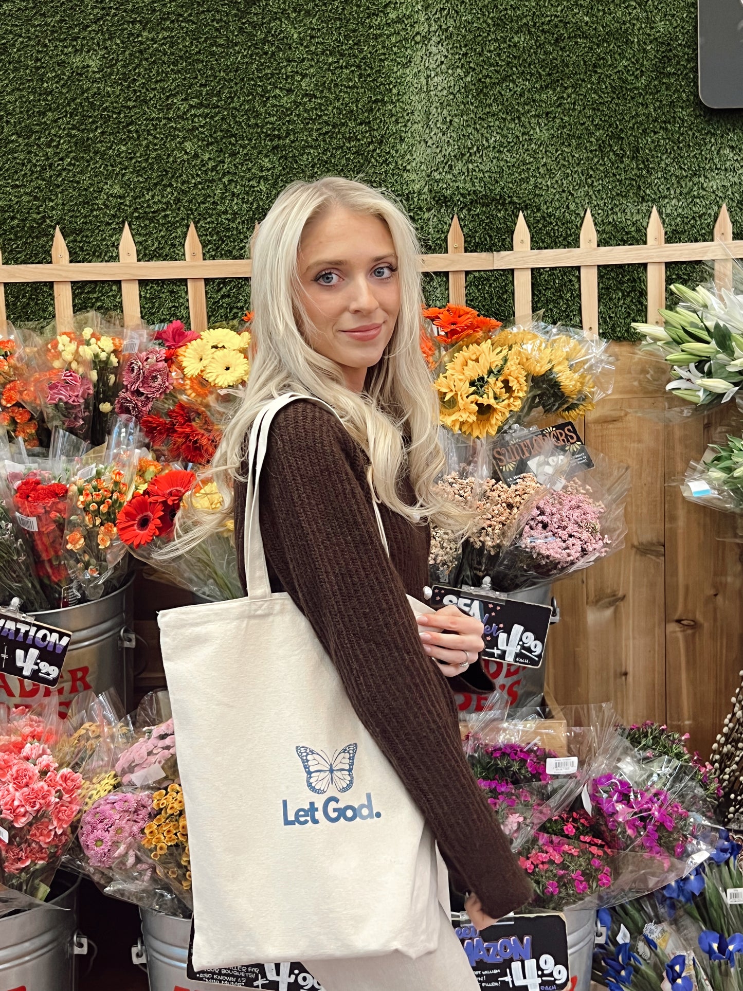 Let go, let God Butterfly Tote